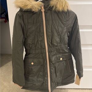 Michael Kors Olive Green Parka with Faux Fur Hood new with tags
